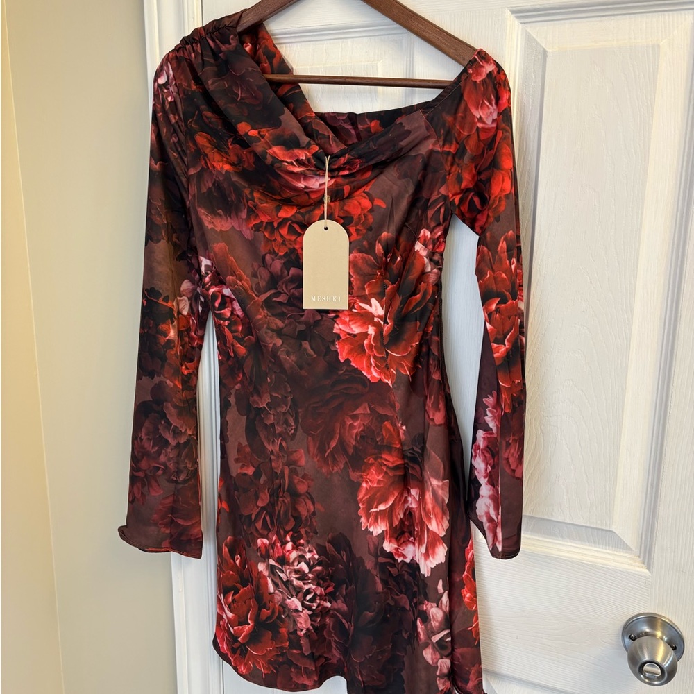 MESHKI Peony Print Red Dress